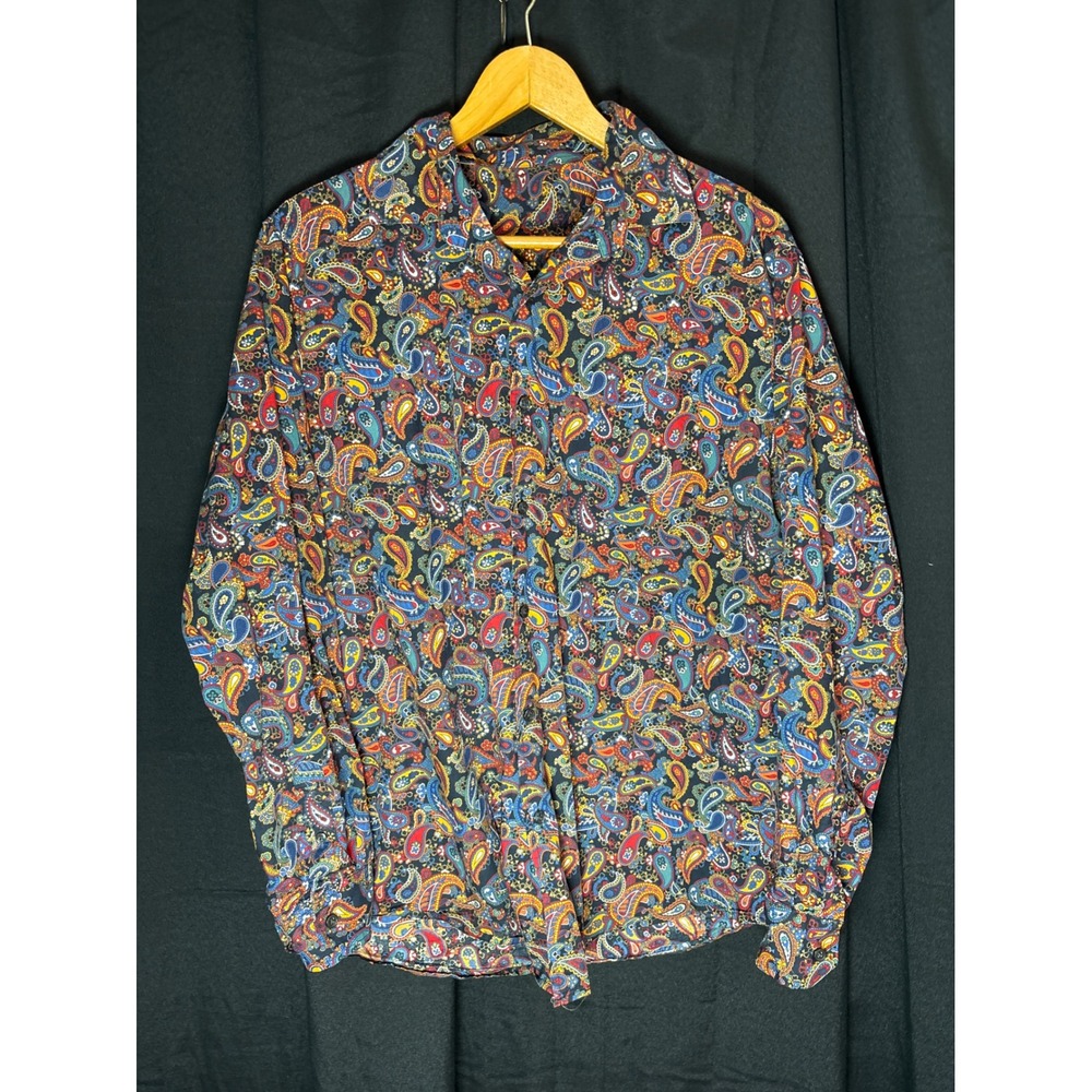 Urban Outfitters WPL 8046 Mens Large Paisley Cotton Button Down Shirt Multicolor
